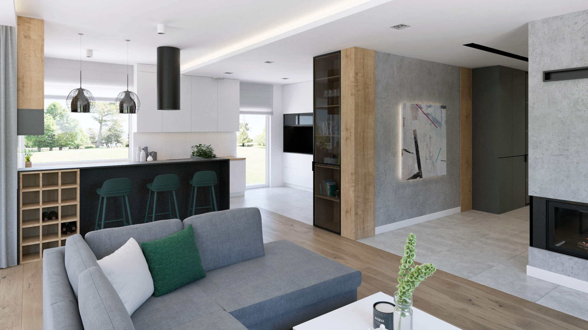 projekty wnętrz luksusowych Bory Tucholskie – salon