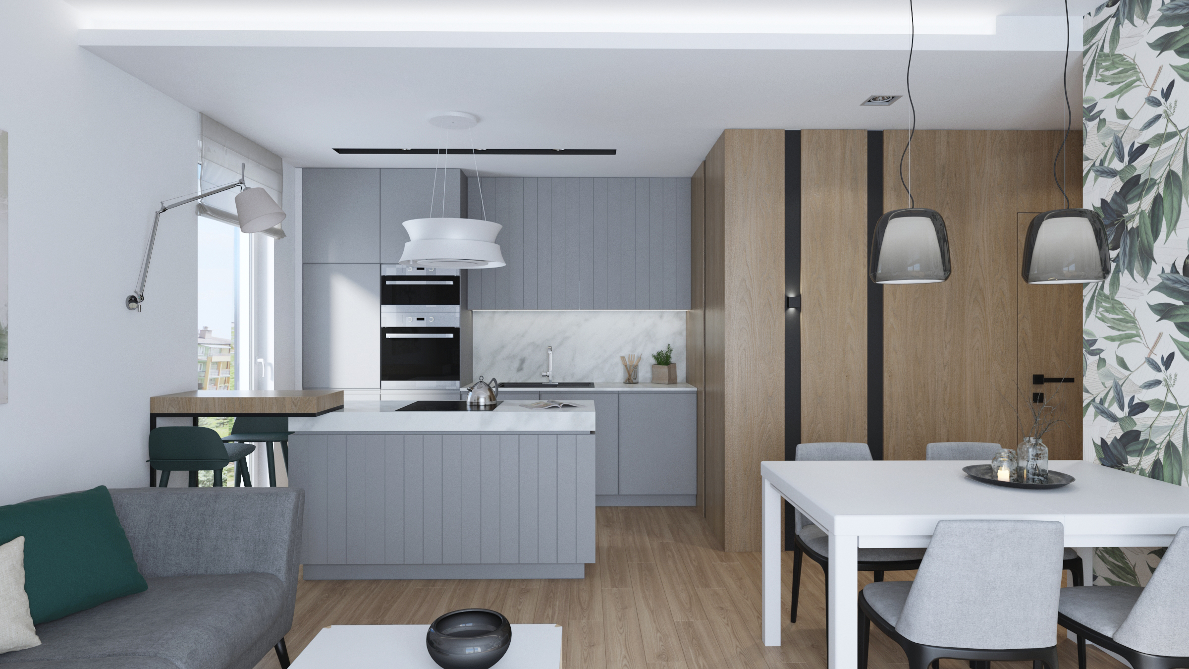 projekty wnętrz luksusowych Bydgoszcz – mieszkanie z motywem roślinnym