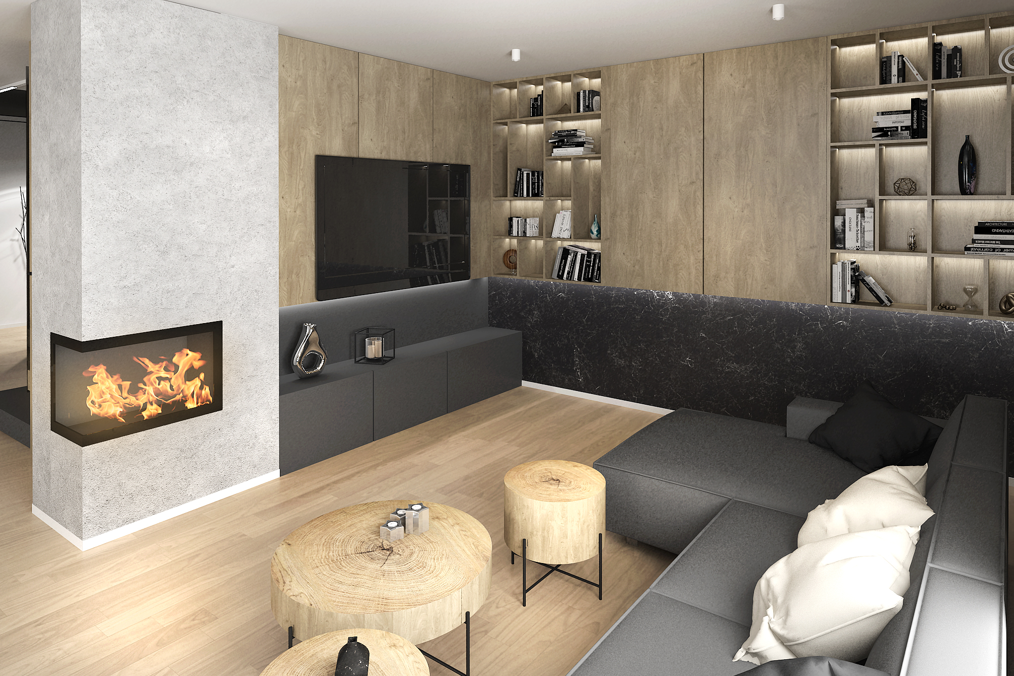 projekty wnętrz luksusowych Bydgoszcz – dom z drewnem