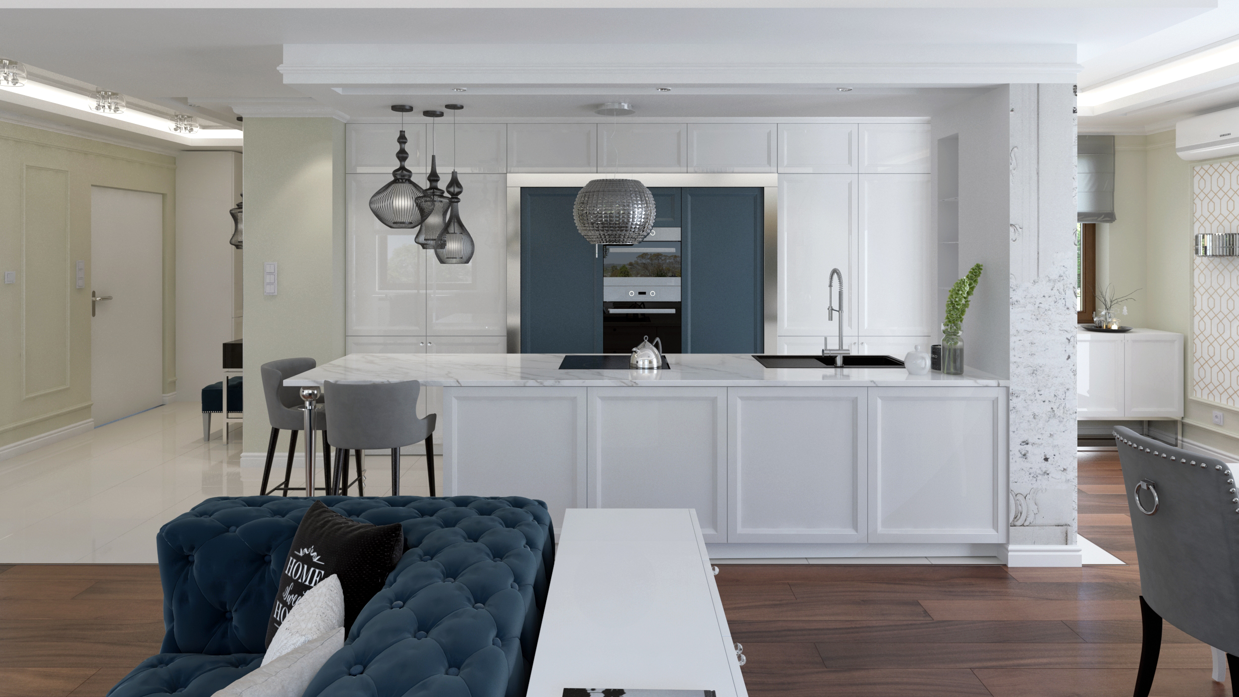 projekty wnętrz luksusowych Bydgoszcz – apartament glamour